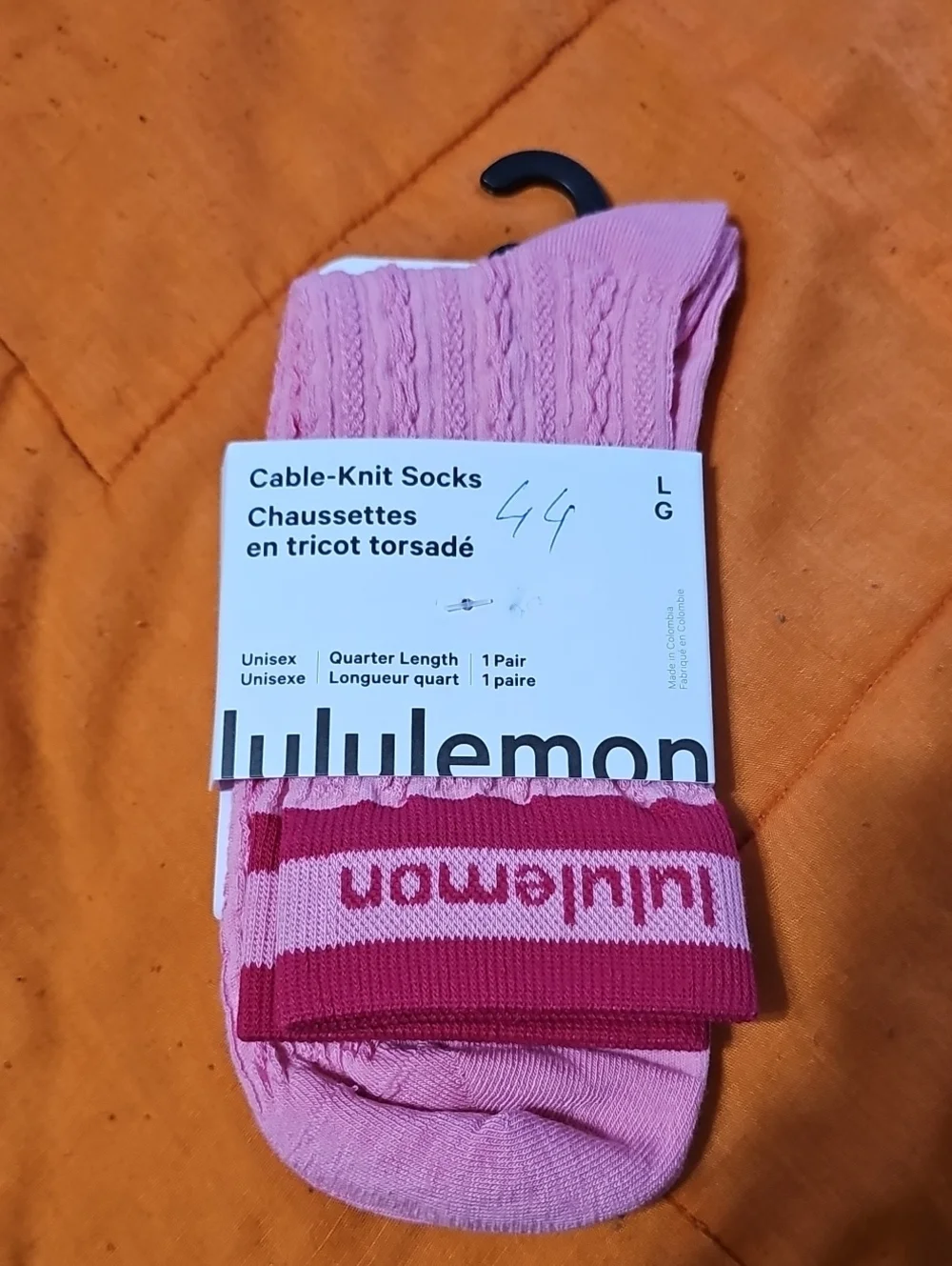 Lululemon Cable- Knit Socks!! Quarter Length, 1 Pair! Sz Large, Nwts!!!
